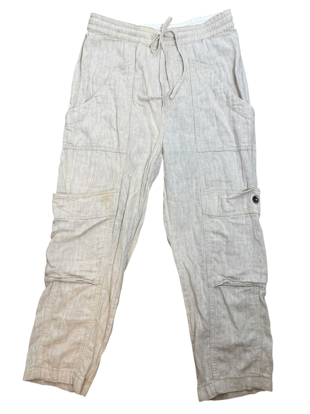 Free People Feelin’ Good Utility Pull-On Pants Linen Blend Cargo Natural XS